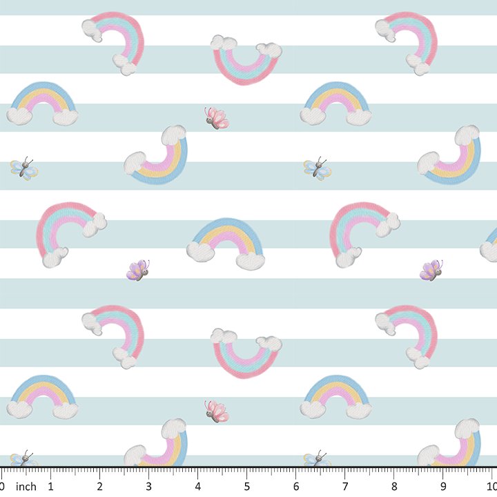 Autumn River Studio - Stripes - Rainbow - Coordinating Fabric for Unicorns on Blue - Little Rhody Sewing Co.