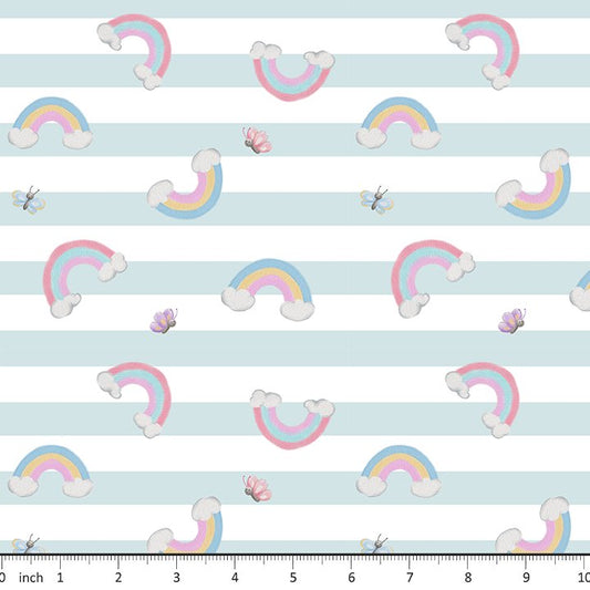Autumn River Studio - Stripes - Rainbow - Coordinating Fabric for Unicorns on Blue - Little Rhody Sewing Co.