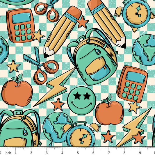 Back to School - Teal Checks - Little Rhody Sewing Co.
