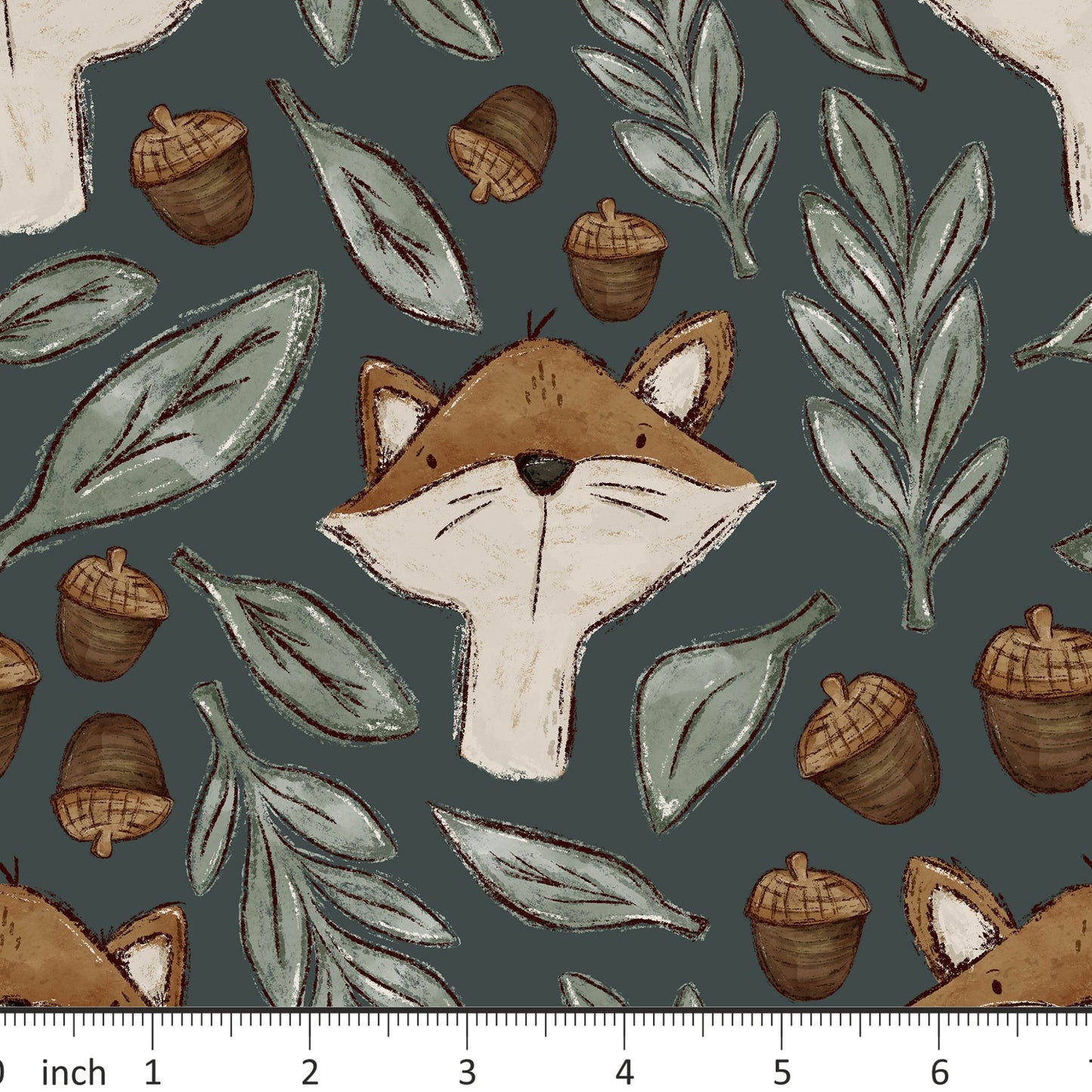 Beekly Illustrations - Fox - on Teal - Little Rhody Sewing Co.