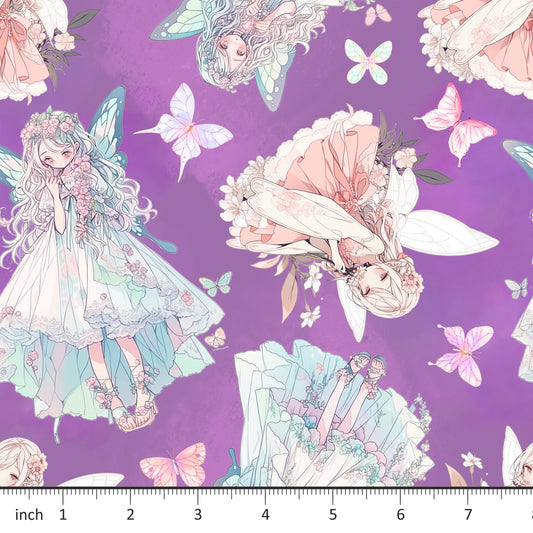 Bonnie's Boujee Designs - Fairies Anime on Purple - Little Rhody Sewing Co.