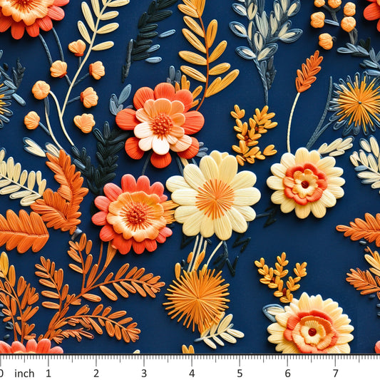 Bonnie's Boujee Designs - Felt Flowers on Blue - Little Rhody Sewing Co.