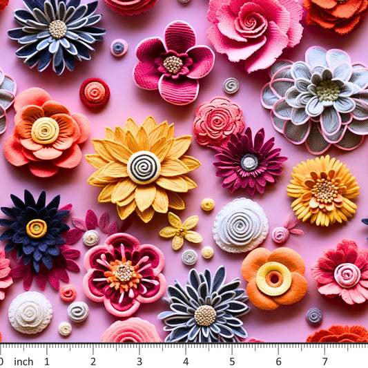 Bonnie's Boujee Designs - Felt Flowers on Pink - Little Rhody Sewing Co.
