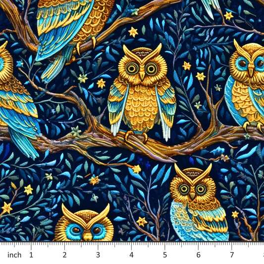 Bonnie's Boujee Designs - Owls on Blue - Little Rhody Sewing Co.