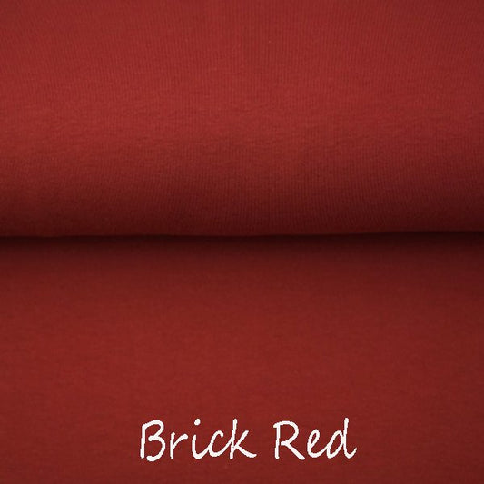 Brick Red - In Stock: Jersey- In Stock Soon: Euro-ribbing - Preorder: Fleeced French Terry 114 - Little Rhody Sewing Co.