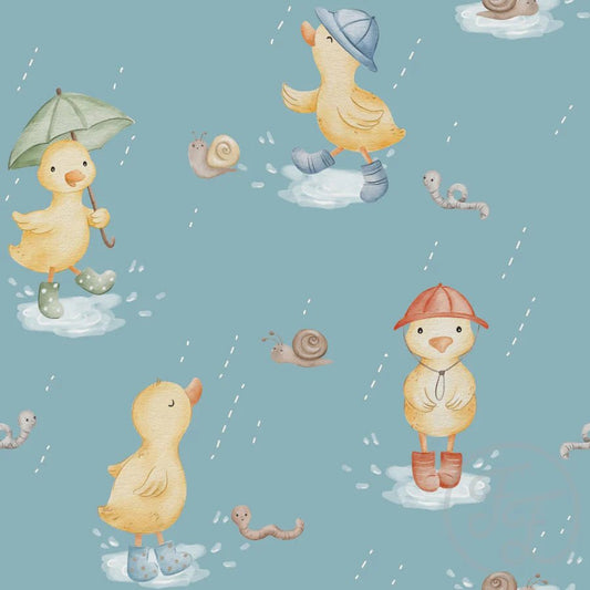 Coming Soon - Autumn River Studio - Rain Ducks - 220 gsm Jersey - Expected to Stock Week of April 28th - Little Rhody Sewing Co.