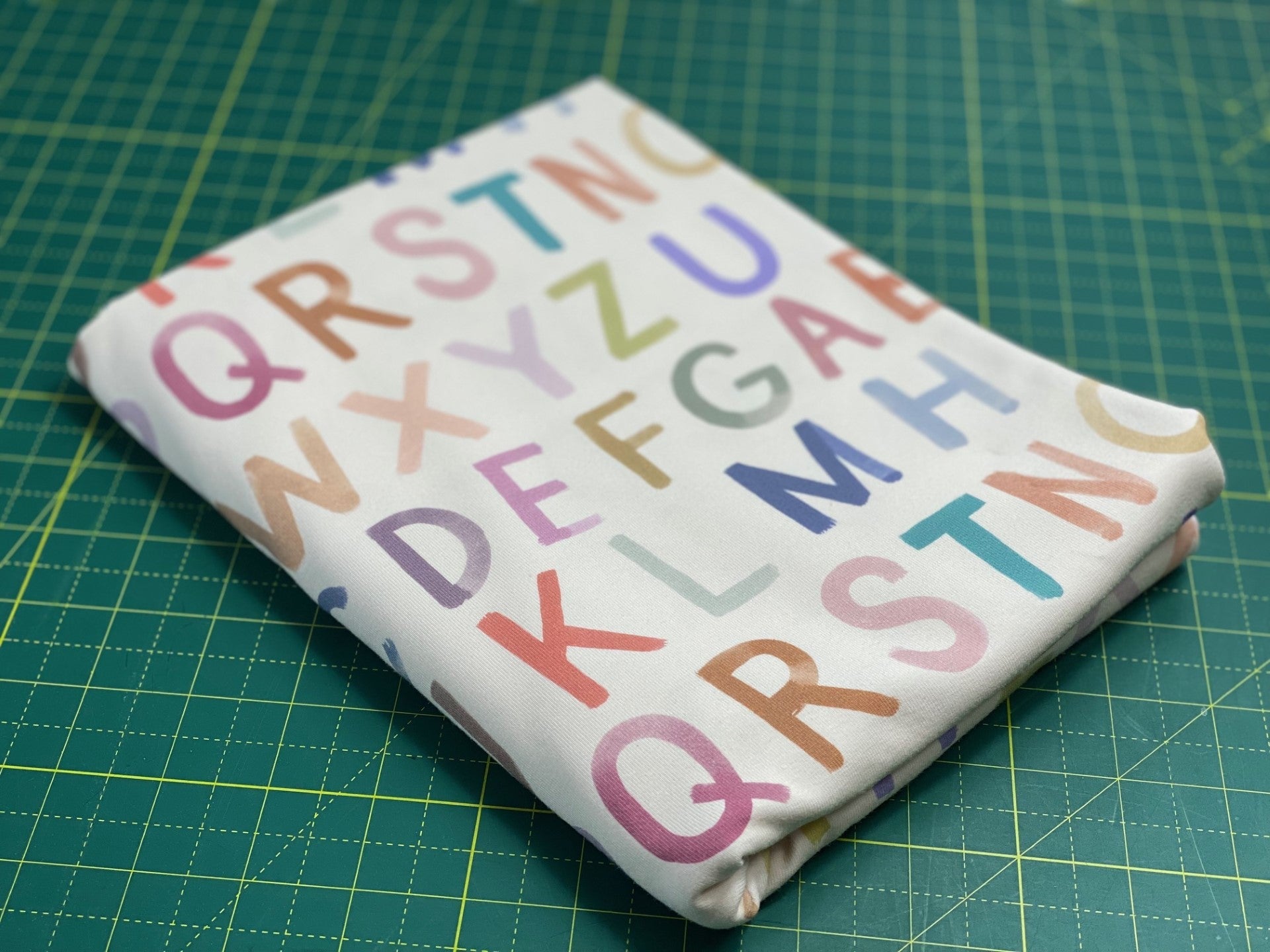 In Stock: Family Fabrics - ABC Big - Large Letters - 220 gsm Jersey - By the 1/2 yd - Little Rhody Sewing Co.