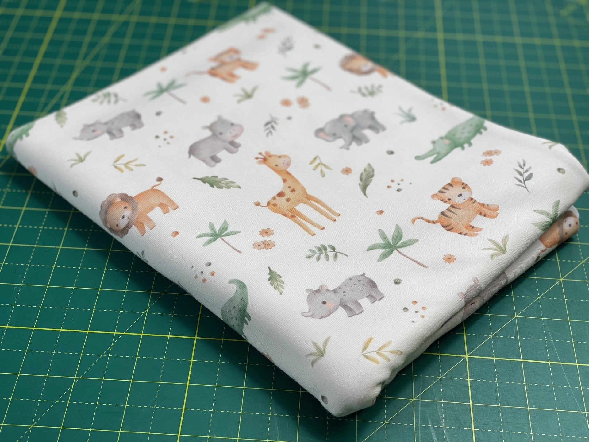 In Stock: Family Fabrics -Autumn River Studio - Safari Animals - 220 gsm Jersey - By the 1/2 yd - Little Rhody Sewing Co.