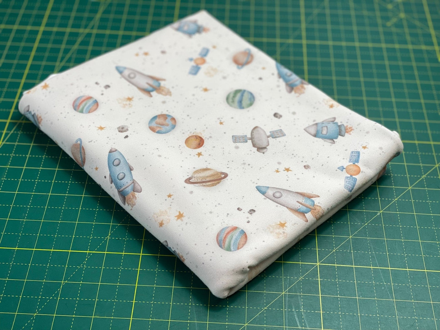 In Stock: Family Fabrics - Autumn River Studio - Spaceships - 220 gsm Jersey - By the 1/2 yd - Little Rhody Sewing Co.
