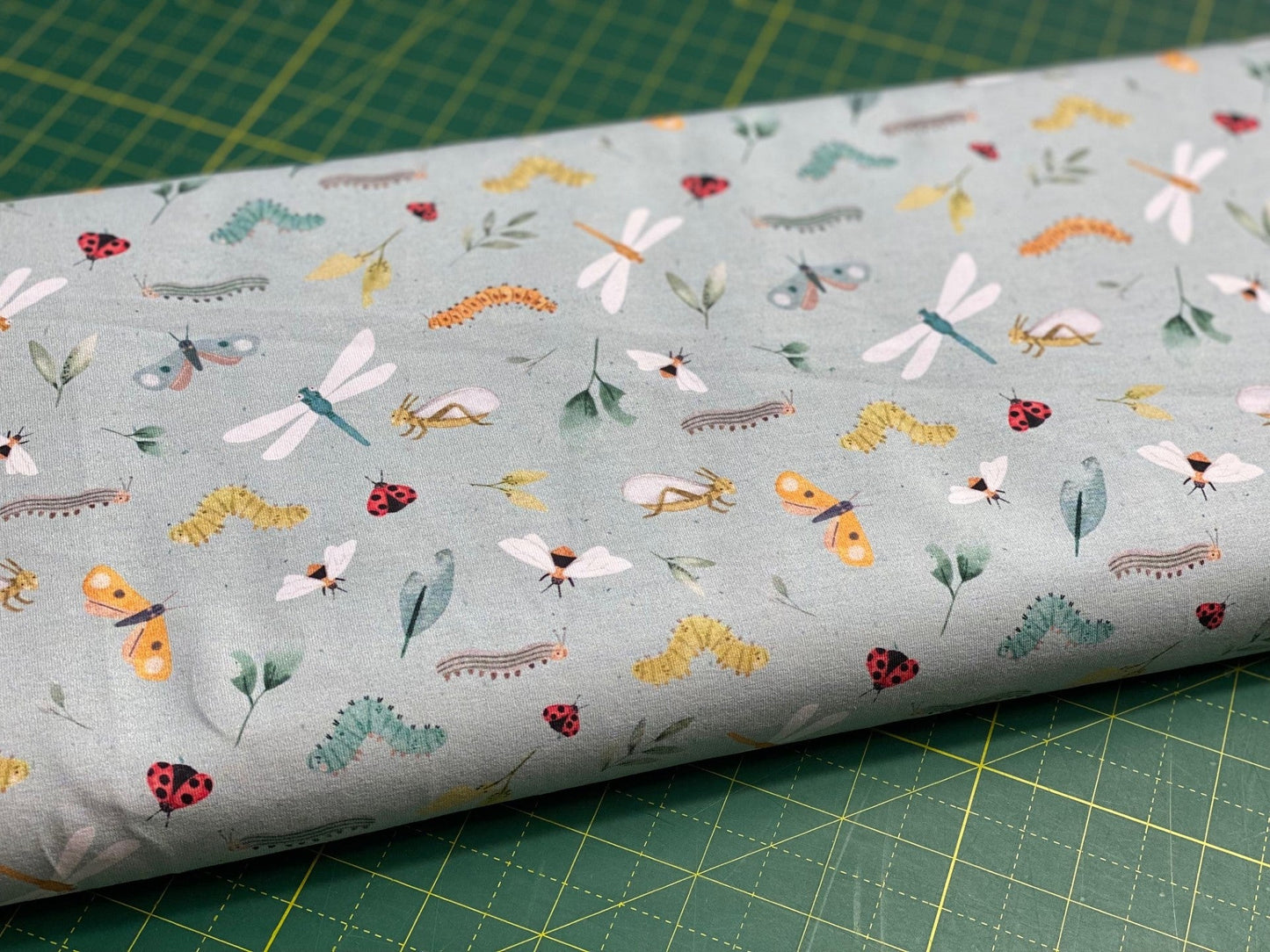 In Stock - Lumelo & Ginger - Bug School - Reactive-printed Jersey - by the 1/2 yd - Little Rhody Sewing Co.