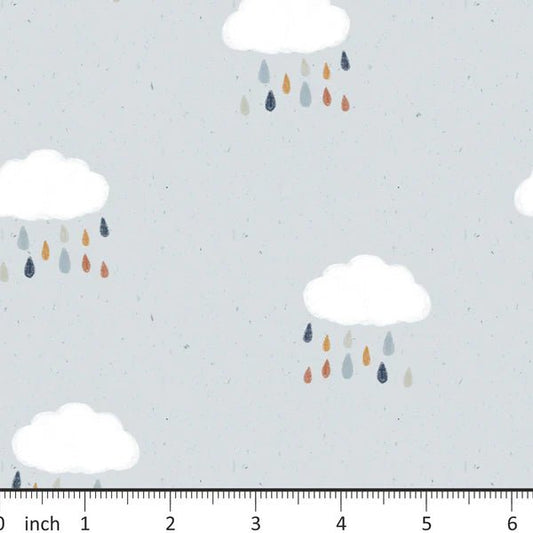 In Stock - Lumelo & Ginger - Rain on Sky - Reactive-printed Jersey - by the 1/2 yd - Little Rhody Sewing Co.