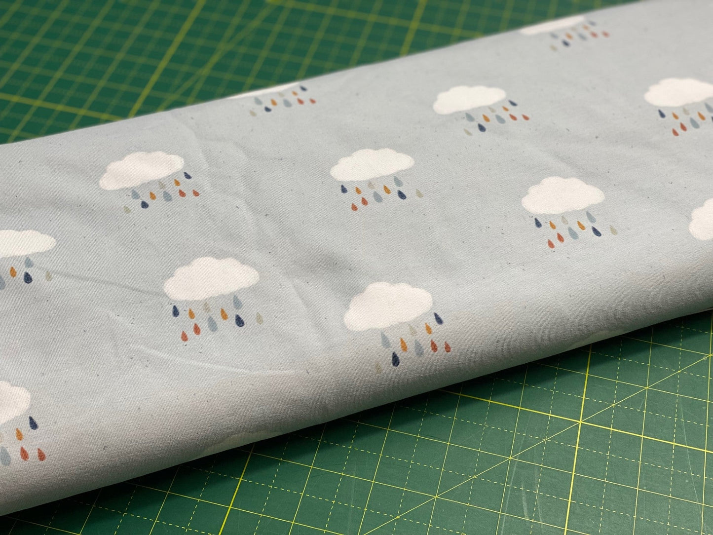 In Stock - Lumelo & Ginger - Rain on Sky - Reactive-printed Jersey - by the 1/2 yd - Little Rhody Sewing Co.