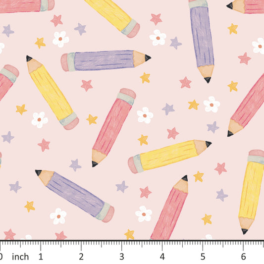 Round 20 - Back to School - Pastel Pencils Floral - Expected Arrival is Mid-June - Little Rhody Sewing Co.
