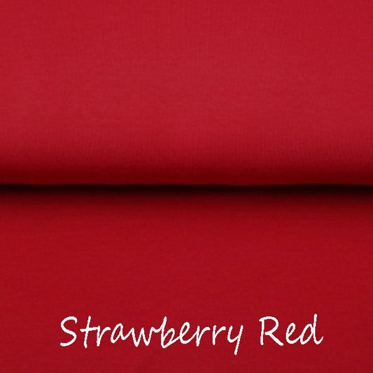Strawberry Red - Dark Red - In Stock: Jersey - Coming Soon: Euro-Ribbing - Preorder: French Terry - Fleeced French Terry - Little Rhody Sewing Co.