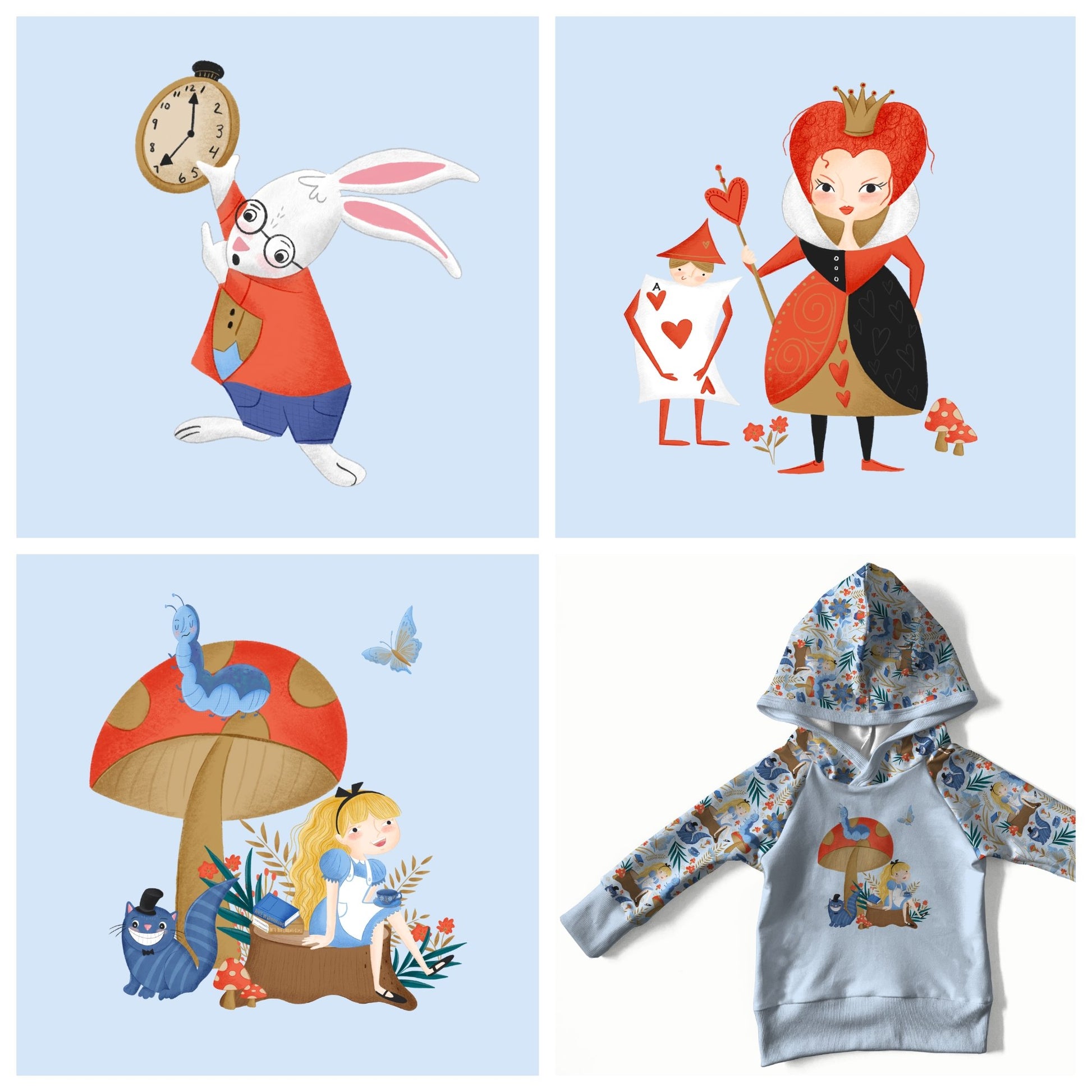 Alice in Wonderland - 3 Panel Set - Cotton Lycra Jersey - Little Rhody Sewing Co.