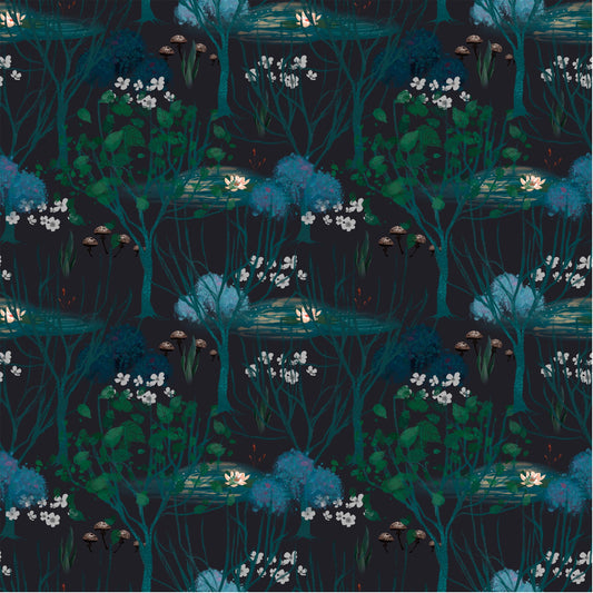 Anna Babich - Frog Pond - Coordinating Fabric for Enchanted Night Panels - Little Rhody Sewing Co.