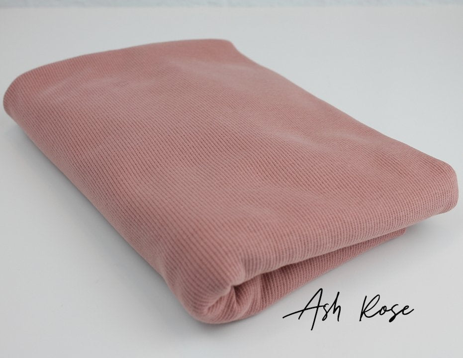 Ash Rose Pink - Baby Rib 1x1 - 8x4 Wide Rib - French Terry - Sweatshirt Fleece - By the 1/2 Yard - Little Rhody Sewing Co.
