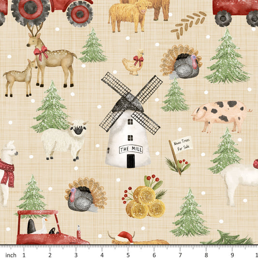 Back My Stitch Up - Christmas Farm Beige - Little Rhody Sewing Co.