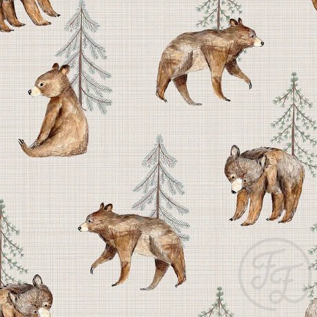 Bear and Tree Beige - Little Rhody Sewing Co.