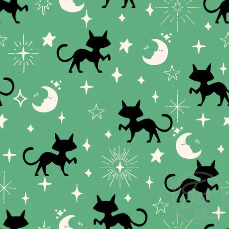 Black Cats Dusty Green - Little Rhody Sewing Co.
