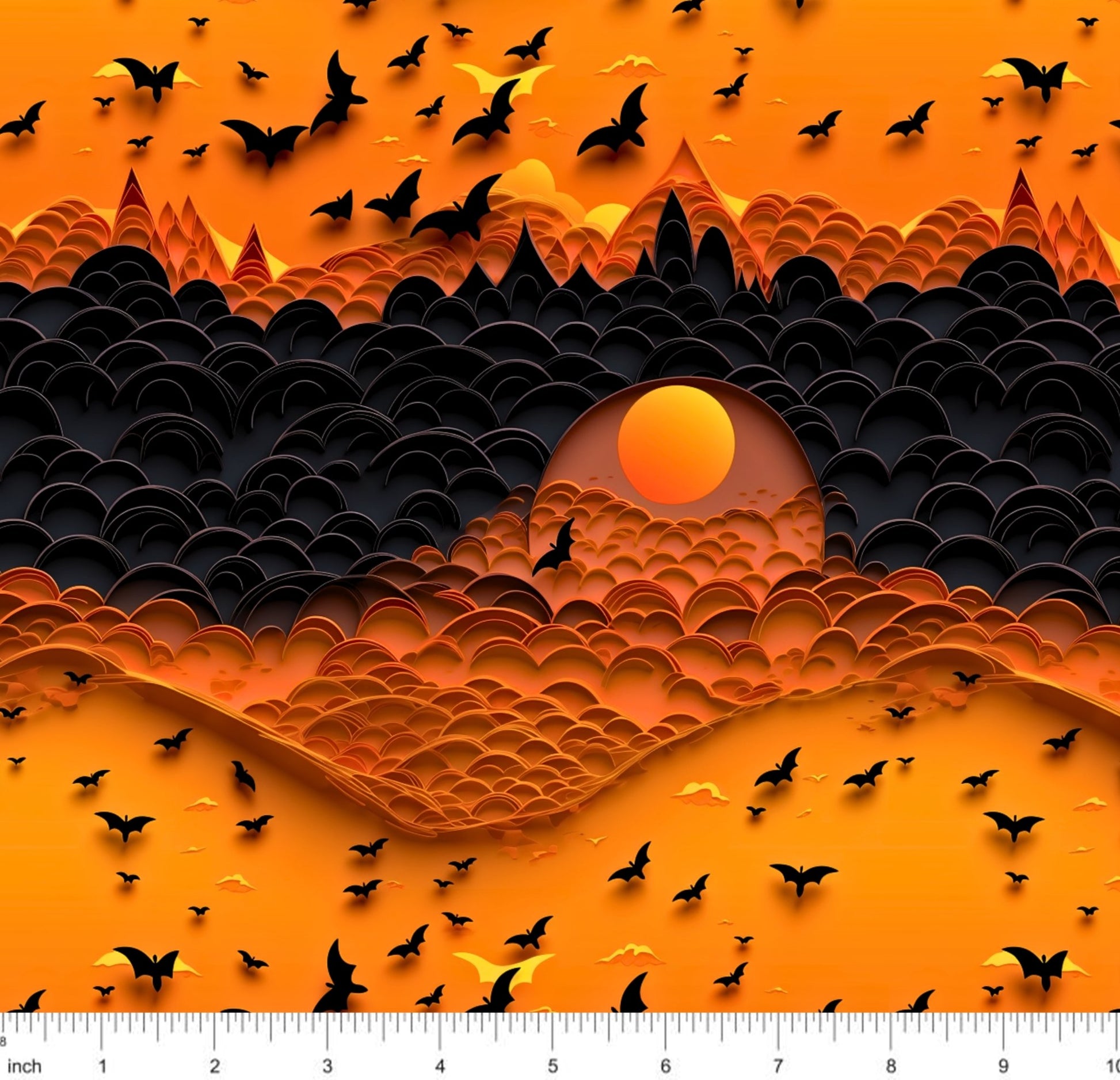 Bonnie's Boujee Designs - Bats on Orange - 3D Look - Little Rhody Sewing Co.