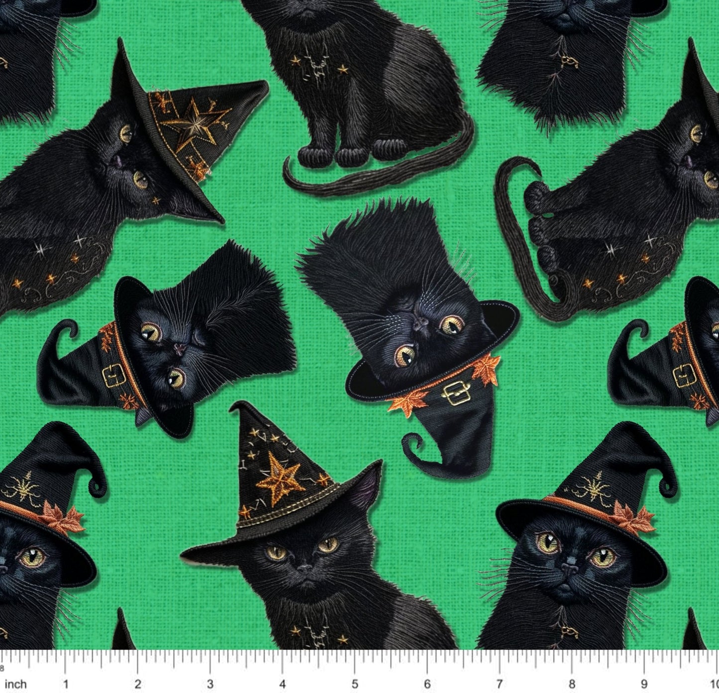 Bonnie's Boujee Designs - Black Cats on Green - Little Rhody Sewing Co.