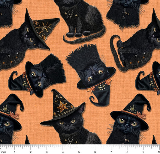 Bonnie's Boujee Designs - Black Cats on Orange - Little Rhody Sewing Co.