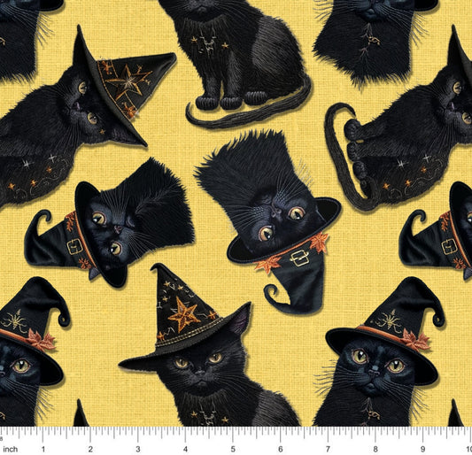 Bonnie's Boujee Designs - Black Cats on Yellow - Little Rhody Sewing Co.