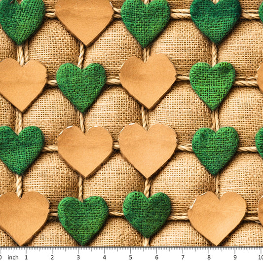 Bonnie's Boujee Designs - Burlap Hearts - Green - Little Rhody Sewing Co.