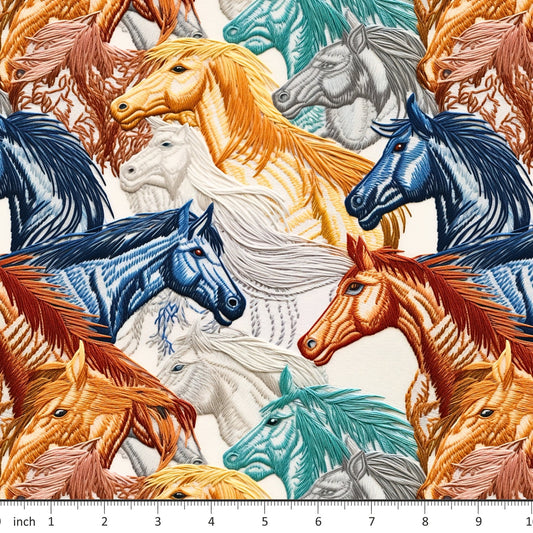 Bonnie's Boujee Designs - Colorful Horses - Faux Embroidery - Little Rhody Sewing Co.