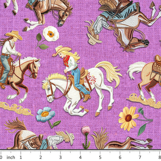 Bonnie's Boujee Designs - Cowgirl on Purple - Faux Embroidery - Little Rhody Sewing Co.