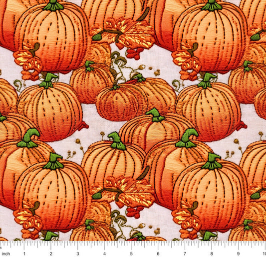 Bonnie's Boujee Designs - Pumpkins - Faux Embroidered Linen - Little Rhody Sewing Co.