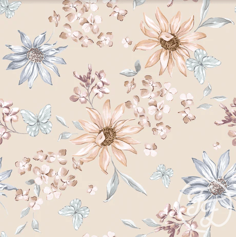 Butterflies & Flowers Cream - Little Rhody Sewing Co.