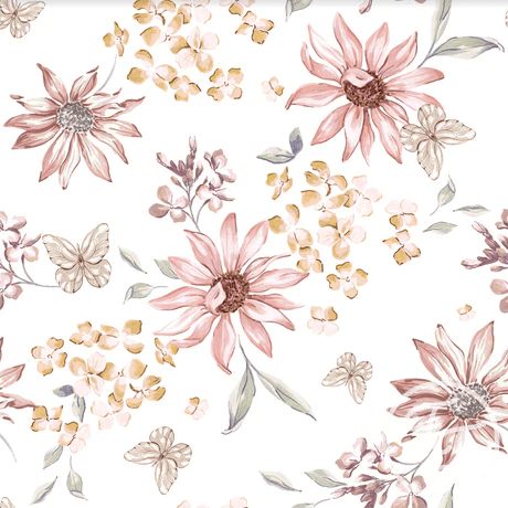 Butterflies & Flowers Off White - Little Rhody Sewing Co.