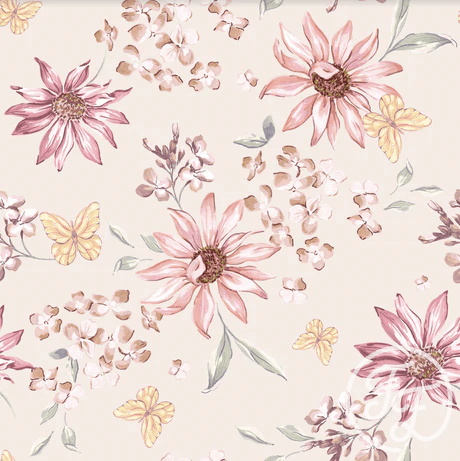 Butterflies & Flowers Rose - Little Rhody Sewing Co.