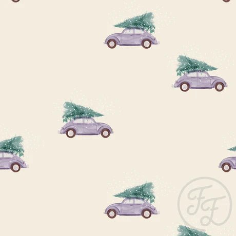 Christmas Cars Beige - Special Preorder - By the 1/2 yd - Discounts and Coupons Not Valid On This Product - Little Rhody Sewing Co.