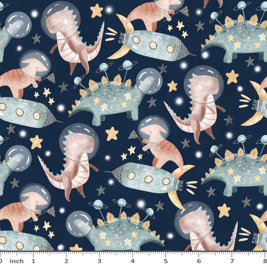 Claire Eddie Art - Cute Dinos in Space - Little Rhody Sewing Co.