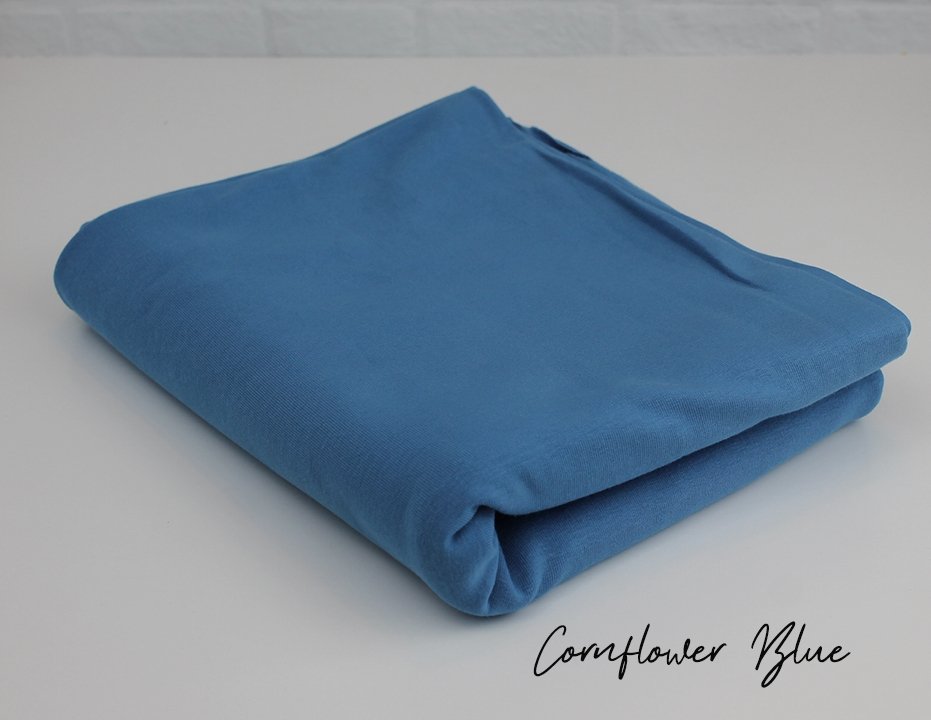 Cornflower Blue - Euro Ribbing - Fleeced French Terry - Little Rhody Sewing Co.