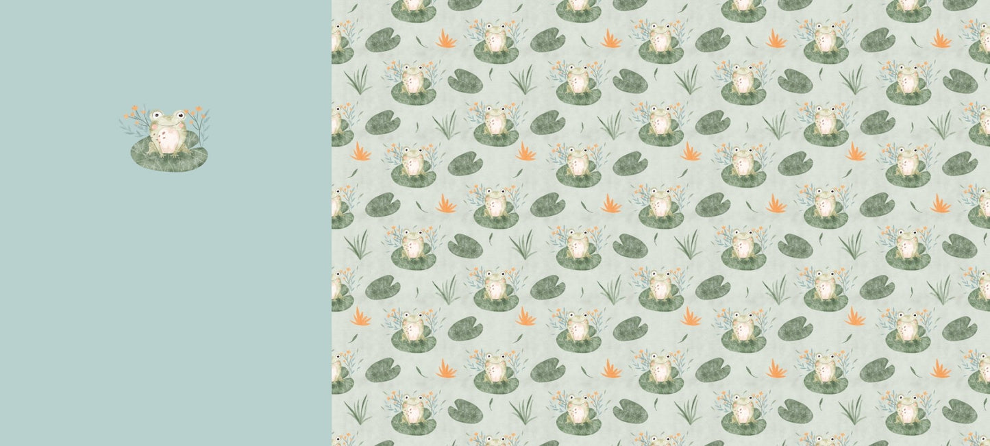Cute Frogs - Claire Eddie Art - Cotton Lycra Jersey - Panel Rapport - Little Rhody Sewing Co.