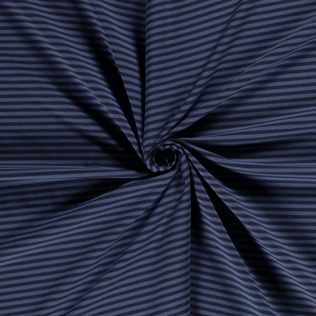 Dark Blue Medium Stripes- Yarn Dyed Jacquard Jersey - By the 1/2 Yard - European Knit Fabric - Little Rhody Sewing Co.