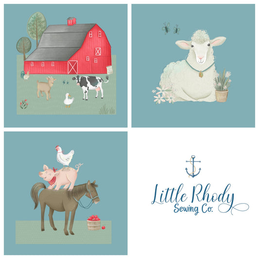 Farm Animals - 3 Panel Set - Cotton Lycra Jersey - Little Rhody Sewing Co.