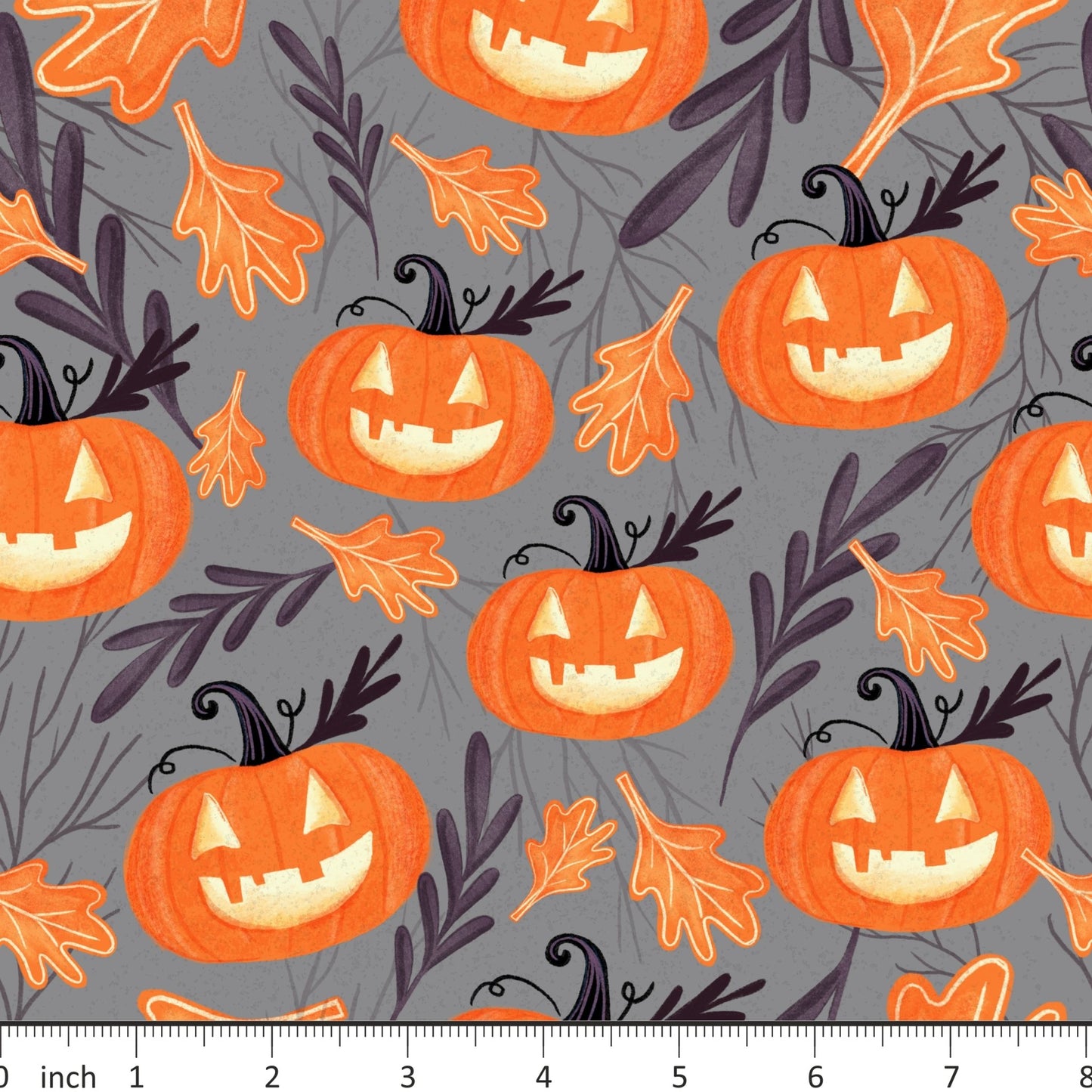 FineapplePair - Pumpkins on Grey - Little Rhody Sewing Co.