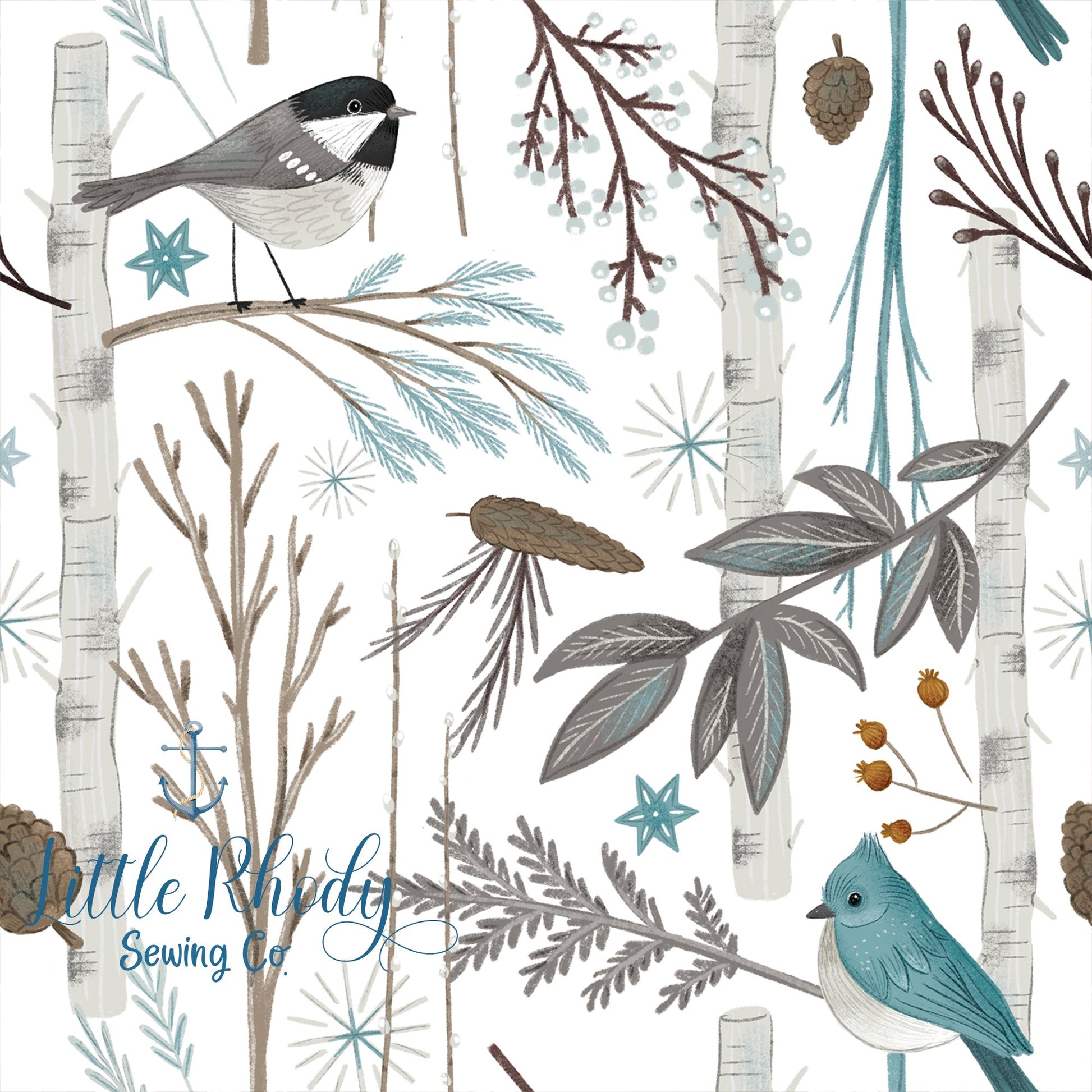 FineApplePair - Winter Birds - Coordinating Fabric for Winter Eve Panel Set - Little Rhody Sewing Co.