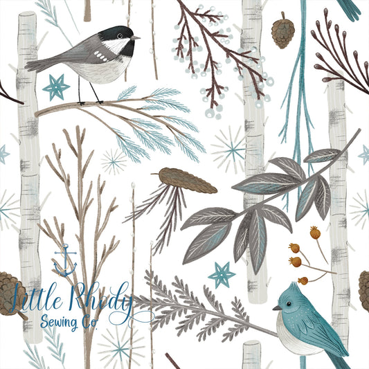 FineApplePair - Winter Birds - Coordinating Fabric for Winter Eve Panel Set - Little Rhody Sewing Co.
