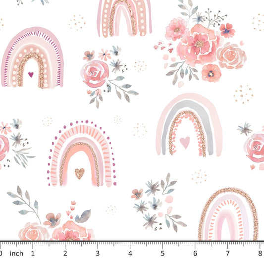 Floral Rainbow - Tatra Cottage - Cotton Lycra Jersey - By the 1/2 Yard - Little Rhody Sewing Co.