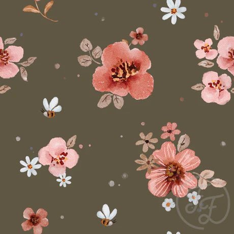 Floral Taupe - Little Rhody Sewing Co.