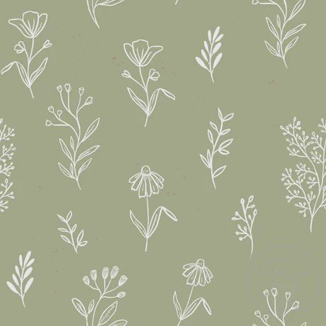 Flower Outline Green - Little Rhody Sewing Co.
