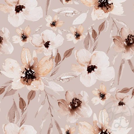 Flowers Elle Light Brown - Little Rhody Sewing Co.