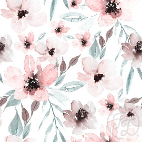 Flowers Elle Rose Green - Little Rhody Sewing Co.
