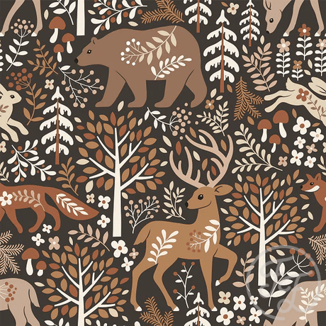 Forest Animals Dark Brown - Little Rhody Sewing Co.